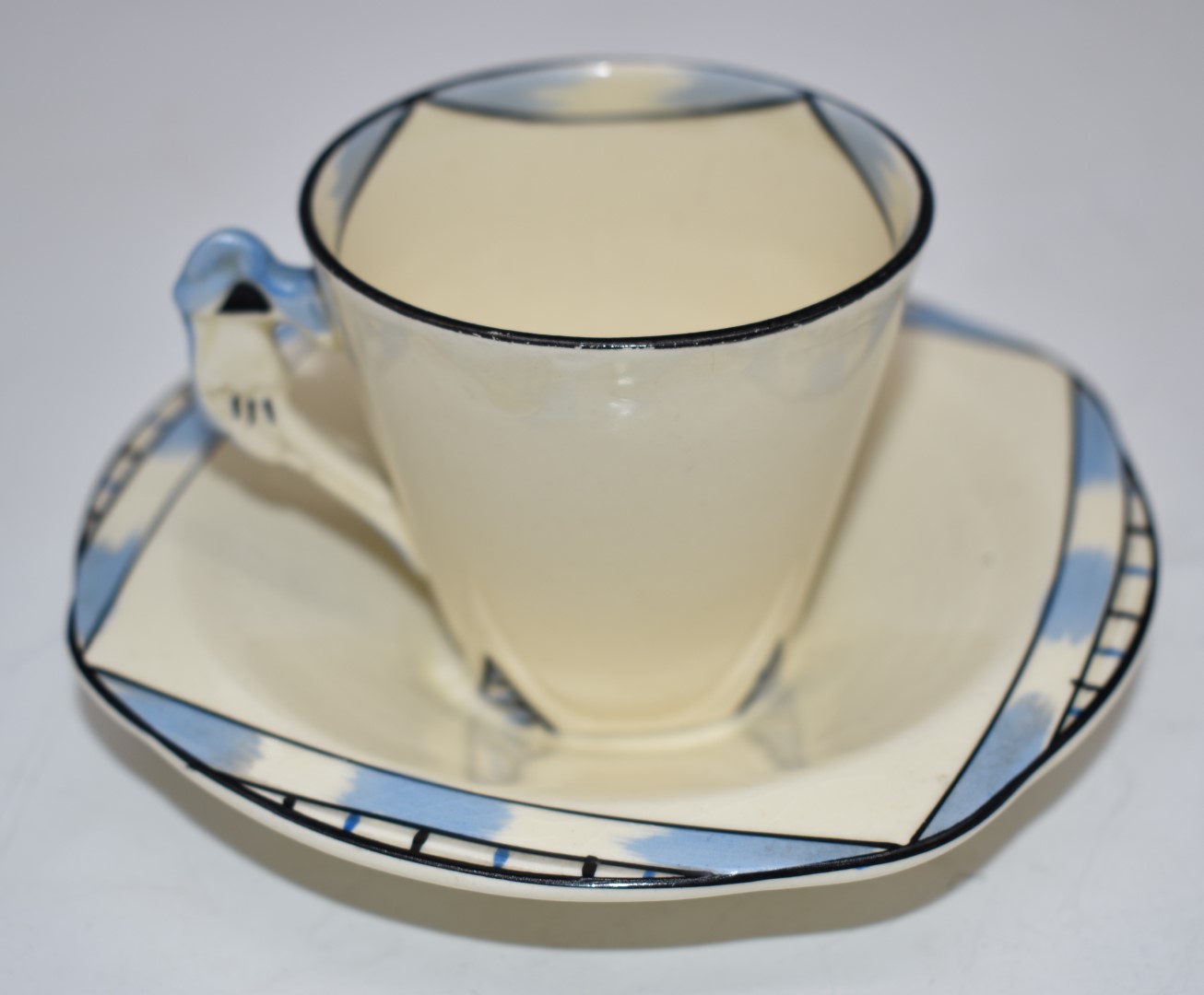 Two Burleigh Art Deco coffee cups and saucers, one also marked Zenith, diameter 12cm - Image 3 of 4