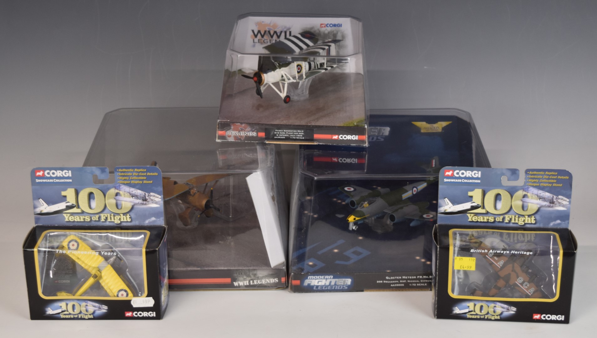 Ten Corgi diecast model aeroplanes including Modern Fighter Legends AA35005, Hawker Hunter G50091,