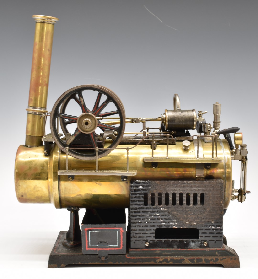 Doll model 520 overtype live steam engine with single cylinder, with twin fly wheels, lever safety - Image 2 of 7