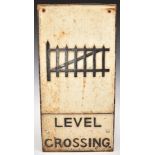 Cast iron level crossing sign, 58 x 29cm