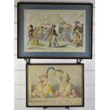 Cruickshank, G: Etching 'Monstrosities of 1824 pt 7' hand coloured, and 'Symptoms of Lewdness or a