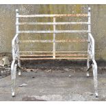 Blacksmith made bespoke metal garden bench with scrolling decoration, W107 x D82 x H102cm
