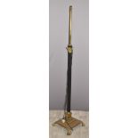 Brass Corinthian column standard lamp, with adjustable top section