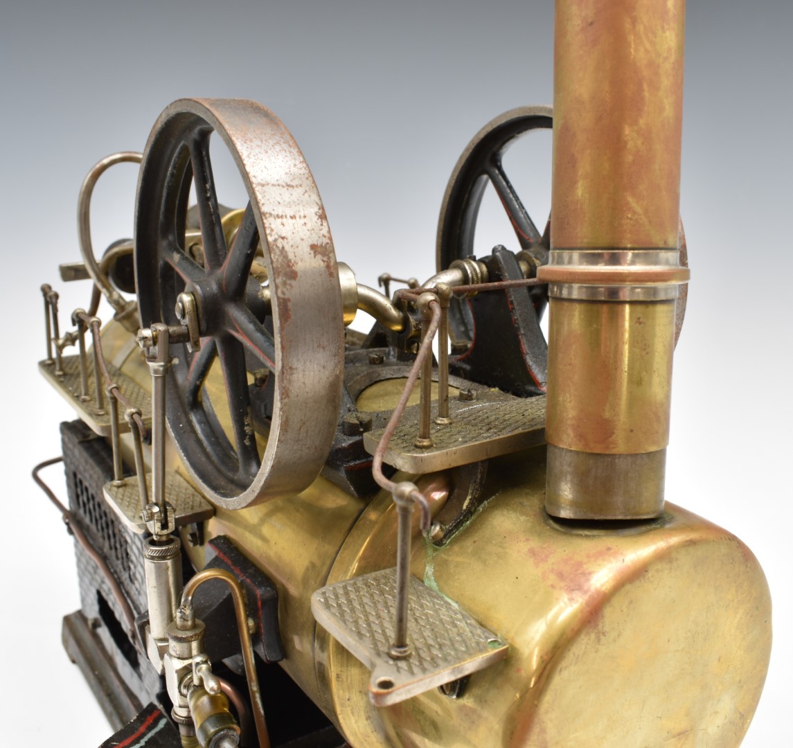 Doll model 520 overtype live steam engine with single cylinder, with twin fly wheels, lever safety - Image 7 of 7
