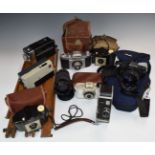 SLR and other collectable cameras to include Praktica MTL3 with 28mm 1:2.8 lens, Praktica MTL3