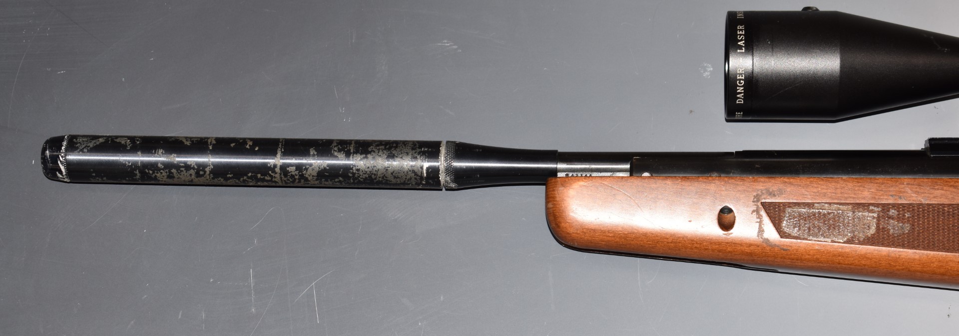 BSA .22 air rifle with chequered semi-pistol grip and forend, raised cheek piece, sound moderator - Image 9 of 10