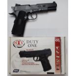 STI International Duty One .177 air pistol with wooden grips, serial number 13E56769, in original