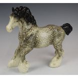 Beswick cantering shire in rocking horse grey colourway, H21cm