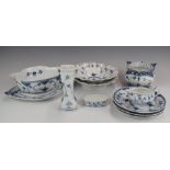 Royal Copenhagen / Bing and Grondahl tea and tableware including gravy boat, pair of dishes, vase