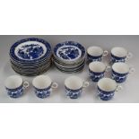 Approximately thirty pieces of Royal Worcester teaware with Chinoiserie decoration, pattern 389