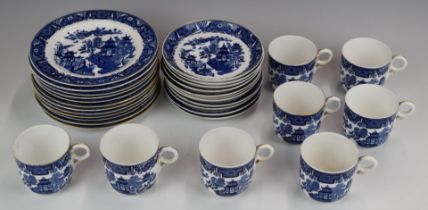 Approximately thirty pieces of Royal Worcester teaware with Chinoiserie decoration, pattern 389