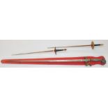 Oriental style sword with dragon head hilt and part decorated 77cm blade with mount, together with