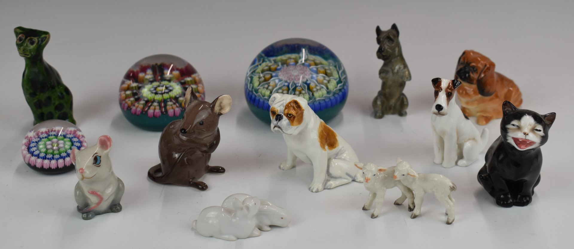 Beswick, Royal Worcester, Bing & Grondahl and Royal Doulton animal figures and three Perthshire