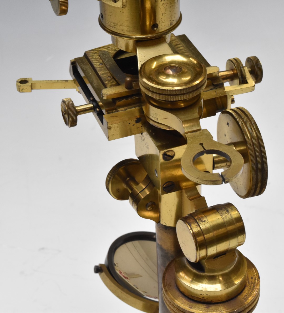 John Davis Derby 19thC brass microscope in mahogany case with two cases of slides and accessories - Bild 14 aus 14