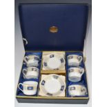 Coalport boxed six place setting coffee set decorated in the Palladian pattern