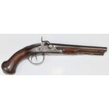 Unnamed percussion converted from flintlock hammer action double barrelled side by side pistol