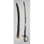 Napoleonic era British Yeomanry officer's sword with ivory handle, part decorated 81cm fullered