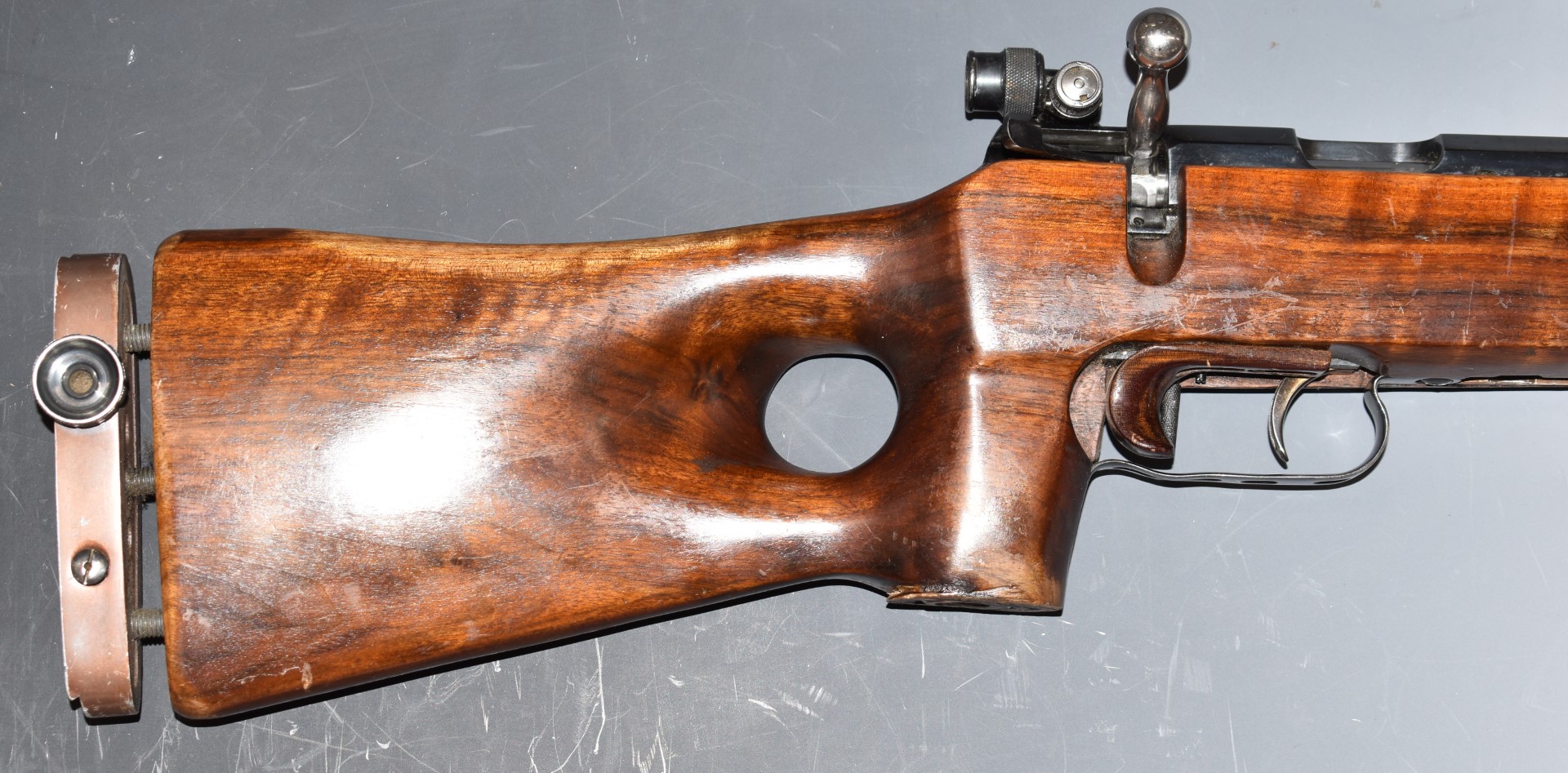 Vostok MU-12 .22 bolt-action target rifle with thumb hole grip, chequered forend, raised cheek - Image 3 of 15