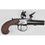 Rawlins & Co of London flintlock pocket pistol with named lock, thumb slide safety and 1.75 inch