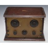 BBC Marconiphone Type 31 wireless radio reciever, in mahogany case with brass face and Bakelite