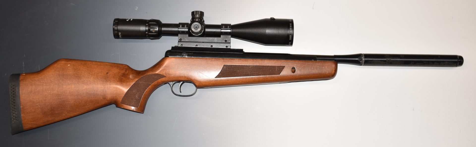 BSA .22 air rifle with chequered semi-pistol grip and forend, raised cheek piece, sound moderator - Image 2 of 10