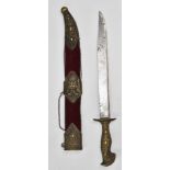 Continental hunting knife/court dagger with decorated grip and sheath, blade length 30cm. PLEASE