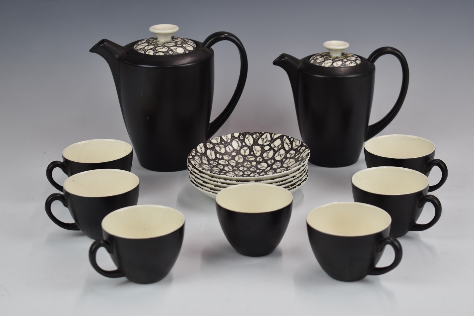 Thirteen pieces of Poole Pottery retro teaware, tallest 14cm