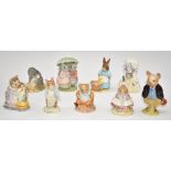 Nine Beswick Beatrix Potter figures to include Johnny Town Mouse and Old Mr Bouncer, tallest 11cm