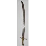 19thC falchion style sword with brass grips and crosspiece, H&G and No17 to ricasso, with 65cm