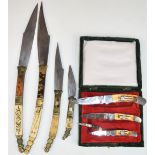 Four Paolucci folding pocket knives, all different sizes, longest blade 8cm, in fitted box, together