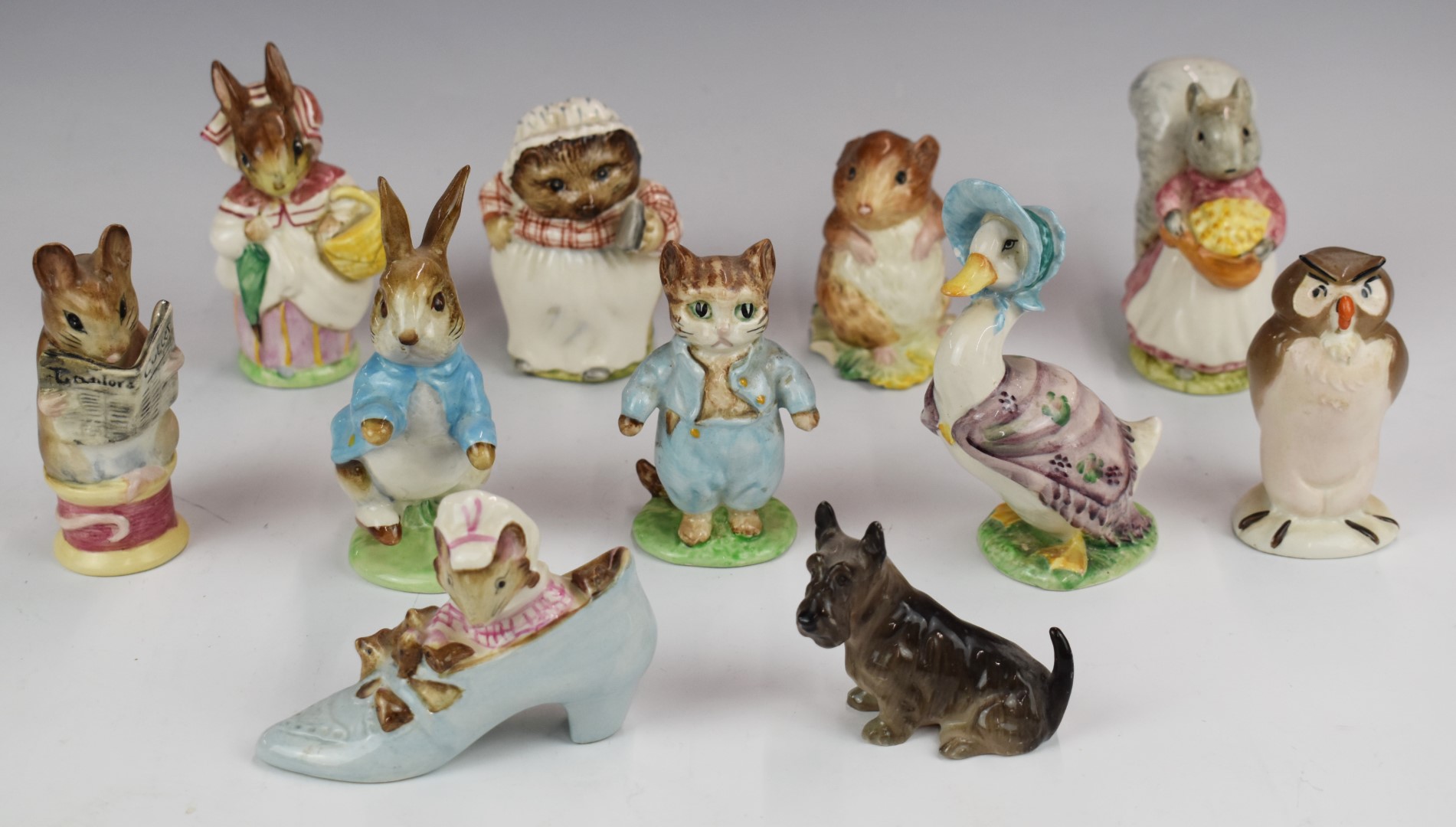 Collection of Beswick Beatrix Potter and Disney figures including two BP2, Tailor of Gloucester