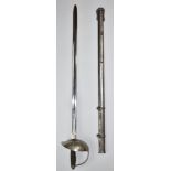 Indian 1912 pattern Cavalry sword with bone guard and 89cm straight blade, with scabbard. PLEASE