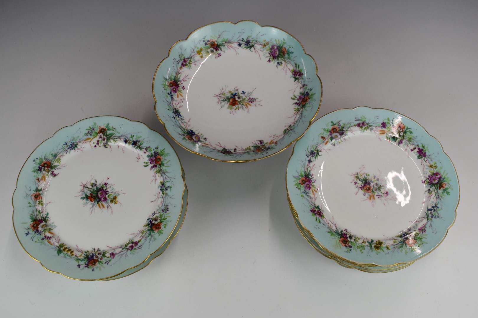 Nine pieces of 19thC French dessert ware with printed mark to base 'C H Pillivuyt  &  Cie, Paris, - Bild 2 aus 3