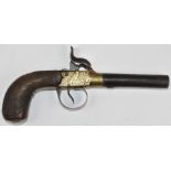 Westwood of London percussion hammer action pocket pistol with named and engraved brass lock,