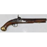 Durs Egg of London 50 bore percussion converted from flintlock hammer action pistol with crown