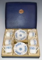 Cased Coalport six place setting coffee set in the Revelry pattern