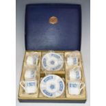 Cased Coalport six place setting coffee set in the Revelry pattern