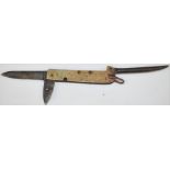 WW1 Canadian clasp knife dated 1915 by M & D Canada, blade length 8cm.PLEASE NOTE ALL BLADED ITEMS