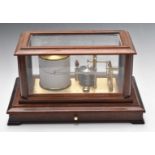 Russell Norwich mahogany cased barograph with drawer below, length 40cm