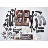 A collection of various rifle and gun parts and accessories including Nikko Stirling Tiara 4x28