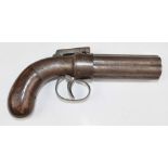 Allen's Patent 1845 six-shot percussion bar hammer action pepperbox revolver with named hammer,