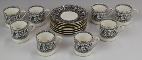 Eight place setting Wedgwood coffee set decorated in the Florentine pattern