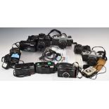 SLR and other cameras including two Pentax K1000 35mm both with 1:2 50mm lenses, Nikon F-60 with