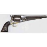 Remington Army .44 single-action holster revolver with brass trigger guard, shaped wooden grips