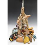 Medical instructional part representation of a skeleton with organs etc, on steel stand, height