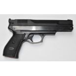 Gamo .177 target air pistol with named and chequered grips and adjustable sights, serial number