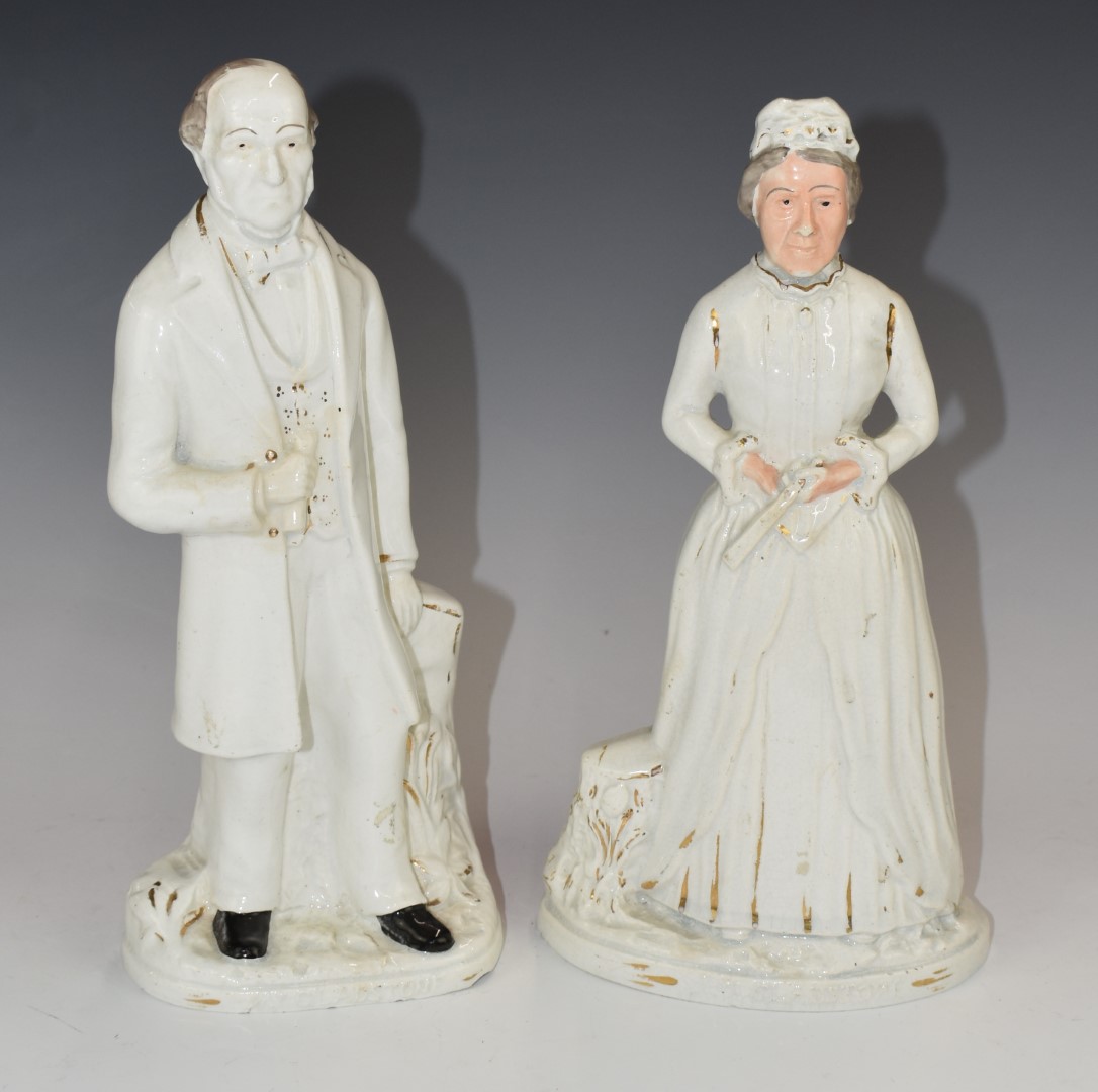 Pair of 19thC Staffordshire figures of Mr and Mrs Gladstone, H29cm - Bild 2 aus 4