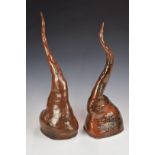 A pair of studio pottery horns, H56