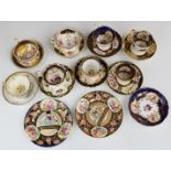 Collection of 19thC tea ware including Coalport, Spode, Hilditch, Daniels etc