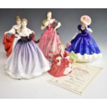 Five Royal Doulton figurines including Carmen with certificate, Mary and Megan, tallest 26cm